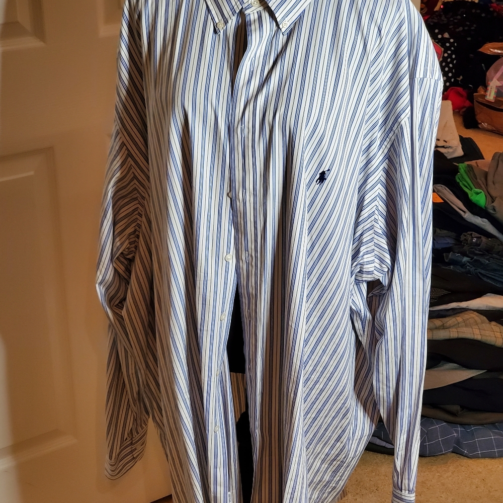 Polo by Ralph Lauren Blue and White Striped Button-Down Shirt